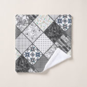 Patchwork monochrom zwart grijs witte vlek qui bad handdoek (Wasdoekje)