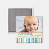 Patchwork Motif Baby Boy Photo Magnet (Recto/Verso)