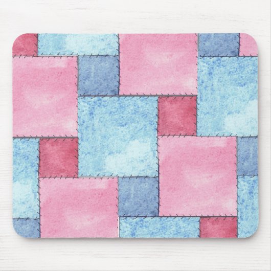 Patchwork Muismat, Roze, Blauw Muismat (Voorkant)