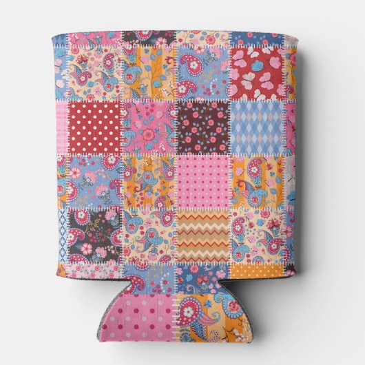 Patchwork naadloze, schattige stof patroon. blikjeskoeler (Achterkant)