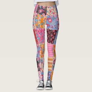 Patchwork naadloze, schattige stof patroon. leggings