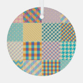  patchwork: naadloze textielachtergrond glas ornament (Achterkant)