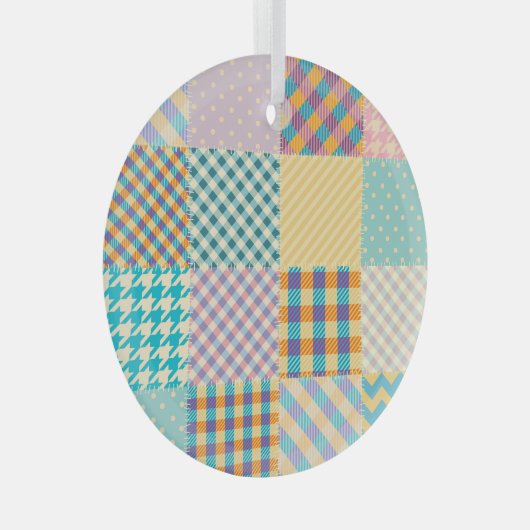 patchwork: naadloze textielachtergrond glas ornament (Voorkant Rechts)