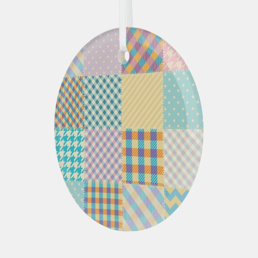  patchwork: naadloze textielachtergrond glas ornament (Voorkant links)