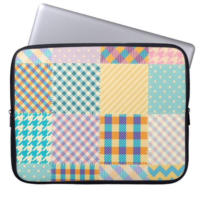  patchwork: naadloze textielachtergrond laptop sleeve (Voorkant)