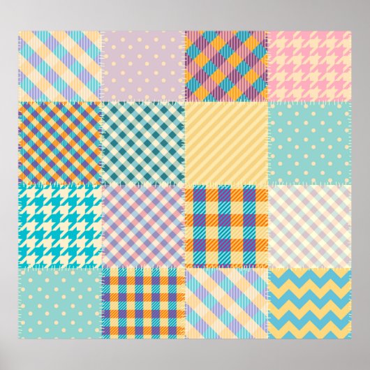  patchwork: naadloze textielachtergrond poster (Voorkant)