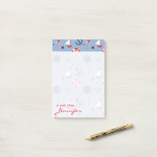 Patchwork Nautisch ontwerp | Jouw namen toevoegen Post-it® Notes (Op bureau)