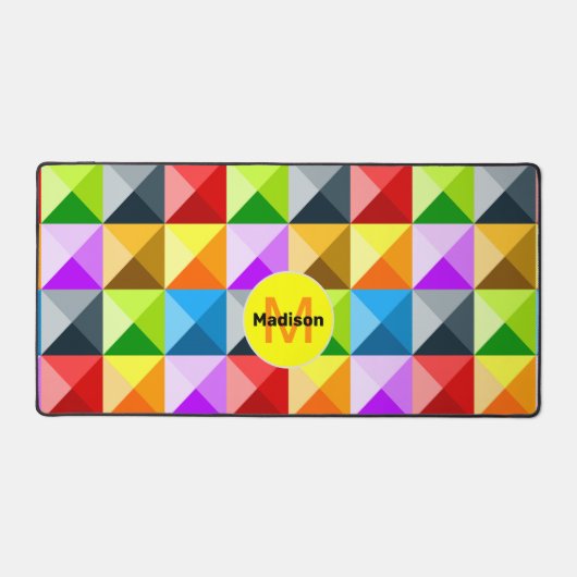 Patchwork neon Kleurrijke geometrische patroon Mon Bureaumat (Voorkant)