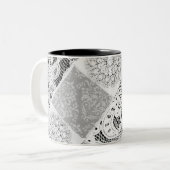Patchwork noir et blanc Dentelle de café Mug (Devant gauche)