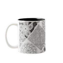 Patchwork noir et blanc Dentelle de café Mug