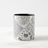 Patchwork noir et blanc Dentelle de café Mug (Centre)