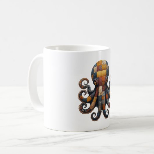 Patchwork Octopus Mok (Voorkant links)