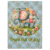 Patchwork Olifant Bloemrijke Weide Charme Klembord (Achterkant)