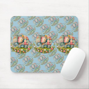 Patchwork Olifant Bloemrijke Weide Charme Muismat