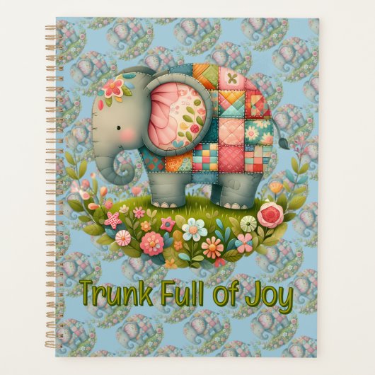 Patchwork Olifant Bloemrijke Weide Charme Planner (Voorkant)