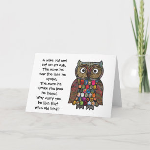 Patchwork Owl Card met Quote/Poem Kaart