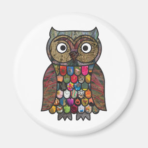 Patchwork Owl Magneet