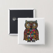 Patchwork Owl Square Badge Vierkante Button 5,1 Cm (Voorkant /achterkant)