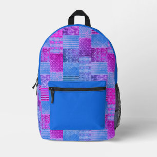 Patchwork Paarse en blauwe rugzak