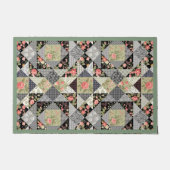 Patchwork Patroon Butterflies Flowers Foliage Roos Deurmat (Voorkant)