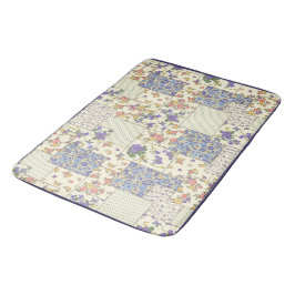 Patchwork Patroon Floral Flowers Paarse Stippen Badmat