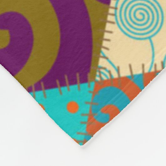 Patchwork Patroon Geometric Pset Blue Paarse Stipp Fleece Deken (Hoek)