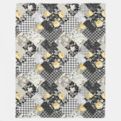 Patchwork Patroon met strepen en gele rozen Fleece Deken (Voorkant)