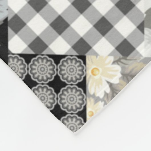 Patchwork Patroon met strepen en gele rozen Fleece Deken (Hoek)