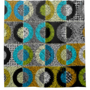 Patchwork patroon, ruwe canvas imitatie. douchegordijn