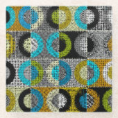 Patchwork patroon, ruwe canvas imitatie. glazen onderzetter (Voorkant)