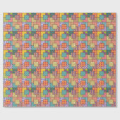 Patchwork-patroonbloemen Polka Dot Stripe Cadeaupapier (Vlak)