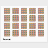 Patchwork-patroonbloemen Polka Dot Stripe Vierkante Sticker (Vel)