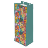 Patchwork-patroonbloemen Polka Dot Stripe Wijn Cadeautas (Achterkant Gekanteld)