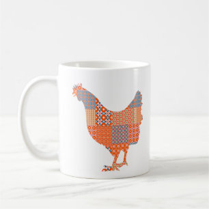 Patchwork Pattern Chicken Boerderij Animal Koffiemok