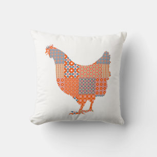 Patchwork Pattern Chicken Boerderij Animal Kussen