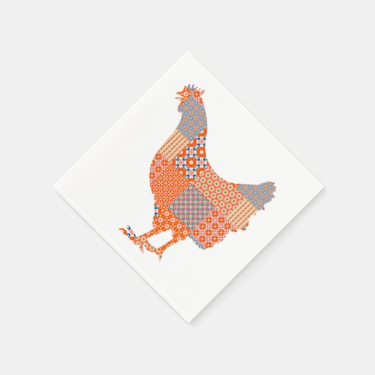 Patchwork Pattern Chicken Boerderij Animal Servet (Hoek)