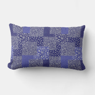 Patchwork Pattern Chintz Shades of Blue Polka Dot Kussen