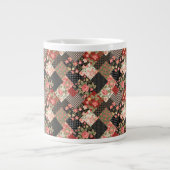 Patchwork Pattern Flowers Polka Dot Geometric Plai Extra Grote Beker (Voorkant)