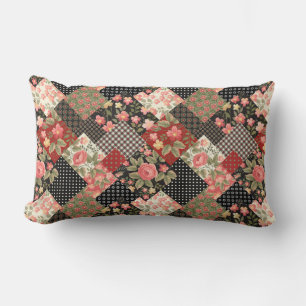 Patchwork Pattern Flowers Polka Dot Geometric Plai Kussen