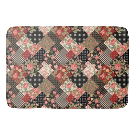 Patchwork Pattern Geometric Flowers Polka Dots Badmat (Voorkant)