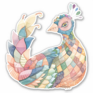 Patchwork Peacock Sticker