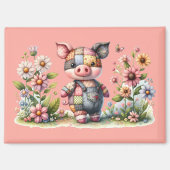 Patchwork Piglet mignon dans le aimant Jardin Flor (Recto)
