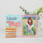Patchwork & Pink Lace Sweet 16 Invitation photo (Debout devant)