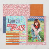 Patchwork & Pink Lace Sweet 16 Invitation photo (Devant / Derrière)