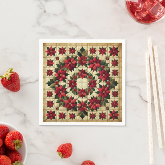 Patchwork Poinsettia Krans Decoupage Servetten (Insitu)
