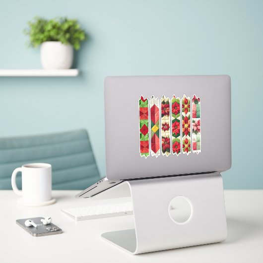 Patchwork Poinsettia Washi Tape Scrapbook Stickers (Laptop op bureau)