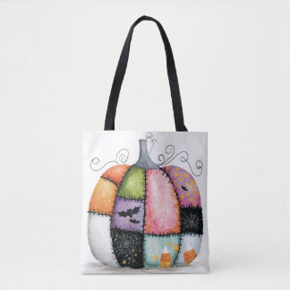Patchwork Pompoen Witte Halloween Draagtas