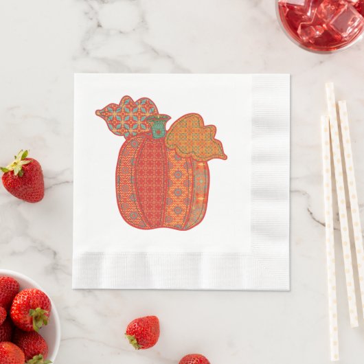 Patchwork Pumpkin Thanksgiving Luncheon Napkin Servetten (Insitu)