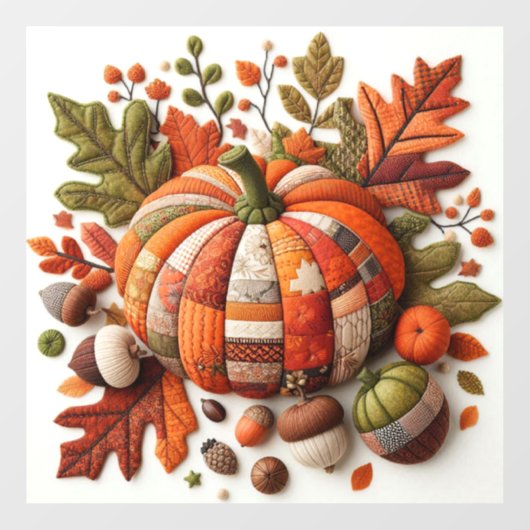 Patchwork Pumpkin Window Cling Raamsticker (Vel)