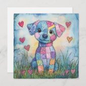 Patchwork Puppyliefde Feestdagenkaart (Voorkant / Achterkant)